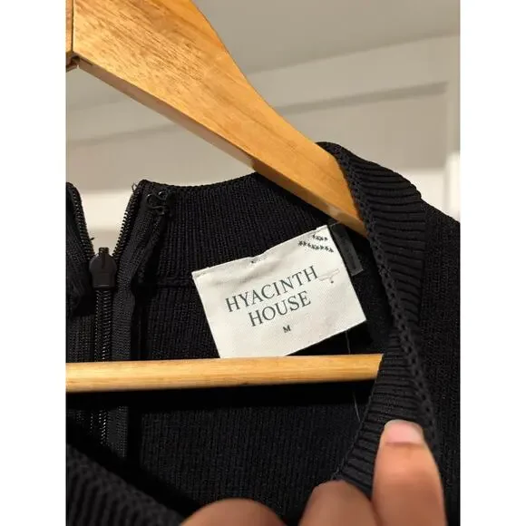 NWOT TUCKERNUCK HYACINTH HOUSE Black Knit Barbara Mini Dress Sz M - Picture 9 of 10